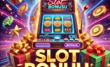 Parlak renklerle tasarlanmış slot makinesi ve ödül detaylarıyla Tüm Sağlayıcılarda Geçerli Slot Bonusu görseli.